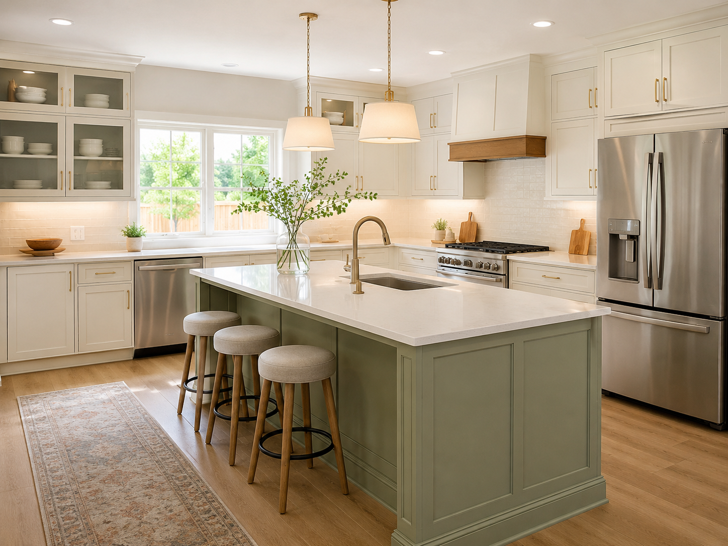 Sage Green Island Kitchen